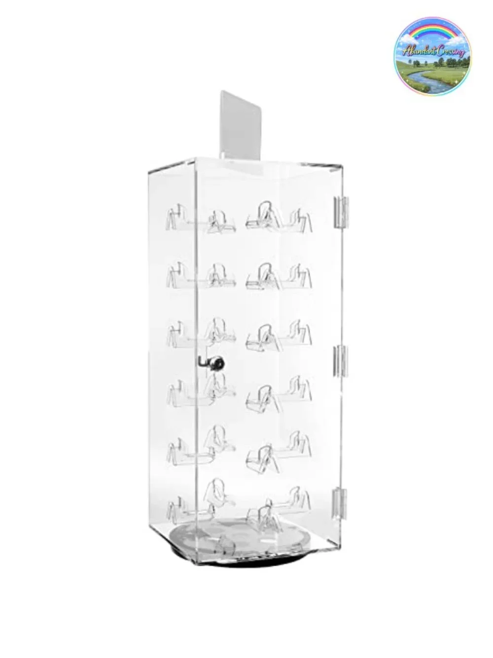 Lockable Rotating Acrylic Sunglasses Display Case for 24 Frames with Key Lock